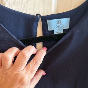 CeCe Women's Navy Linen Blend, Lined Dress